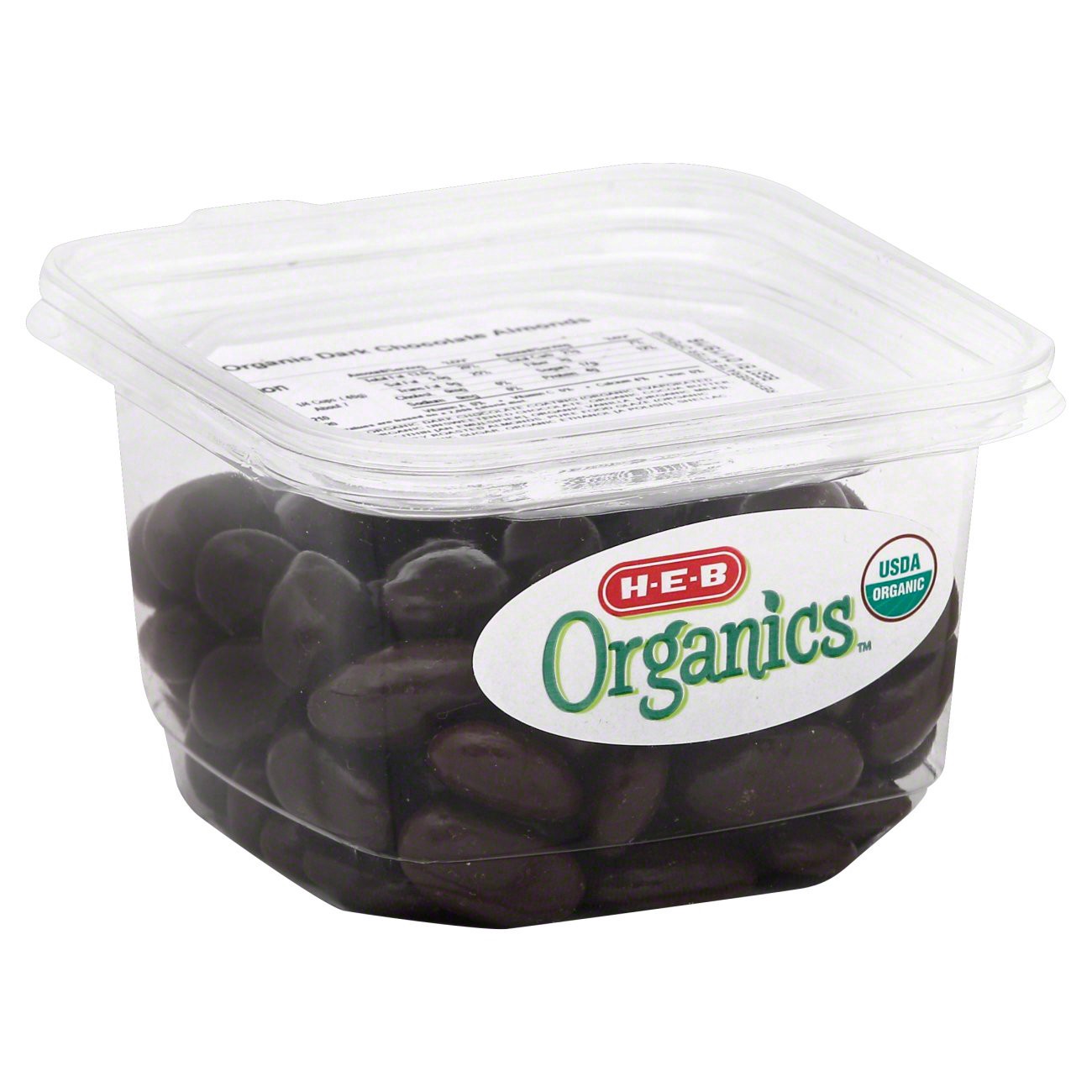 slide 1 of 1, H-E-B Organics Dark Chocolate Almonds, 9.8 oz