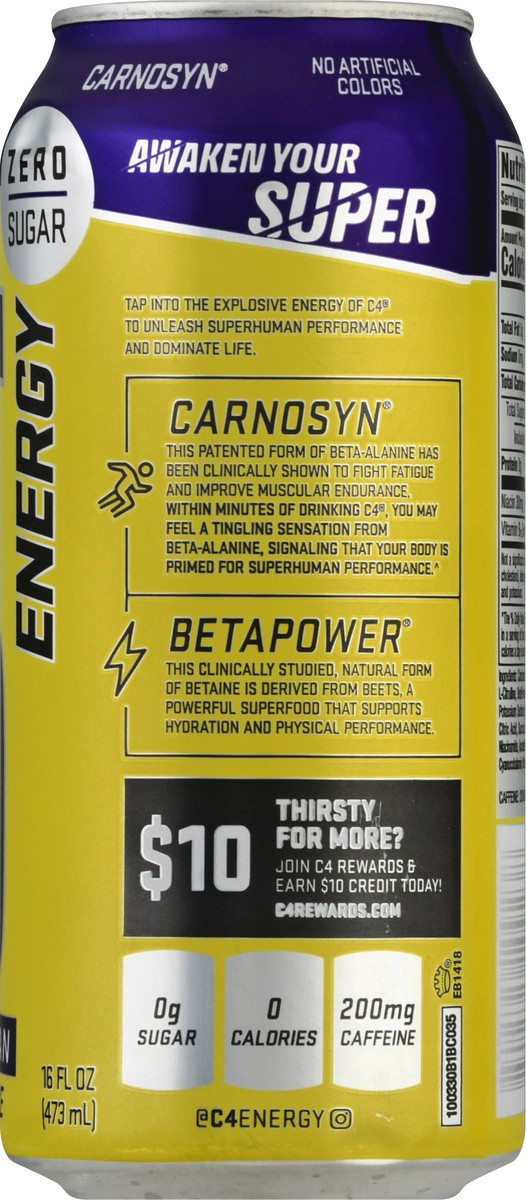 slide 2 of 12, C4 Energy, C4 Energy - Yellow Can, Carbonated, Grape Frost, 16 oz
