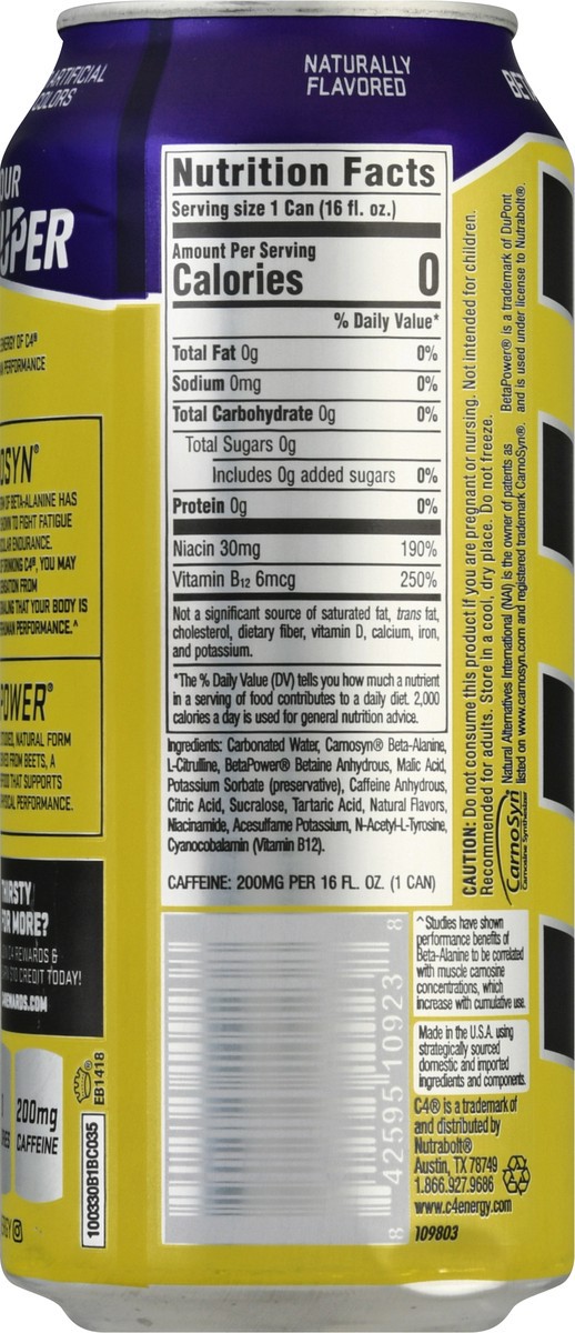 slide 7 of 12, C4 Energy, C4 Energy - Yellow Can, Carbonated, Grape Frost, 16 oz