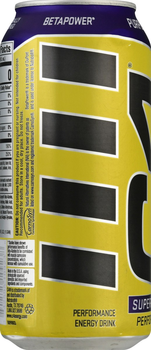 slide 8 of 12, C4 Energy, C4 Energy - Yellow Can, Carbonated, Grape Frost, 16 oz