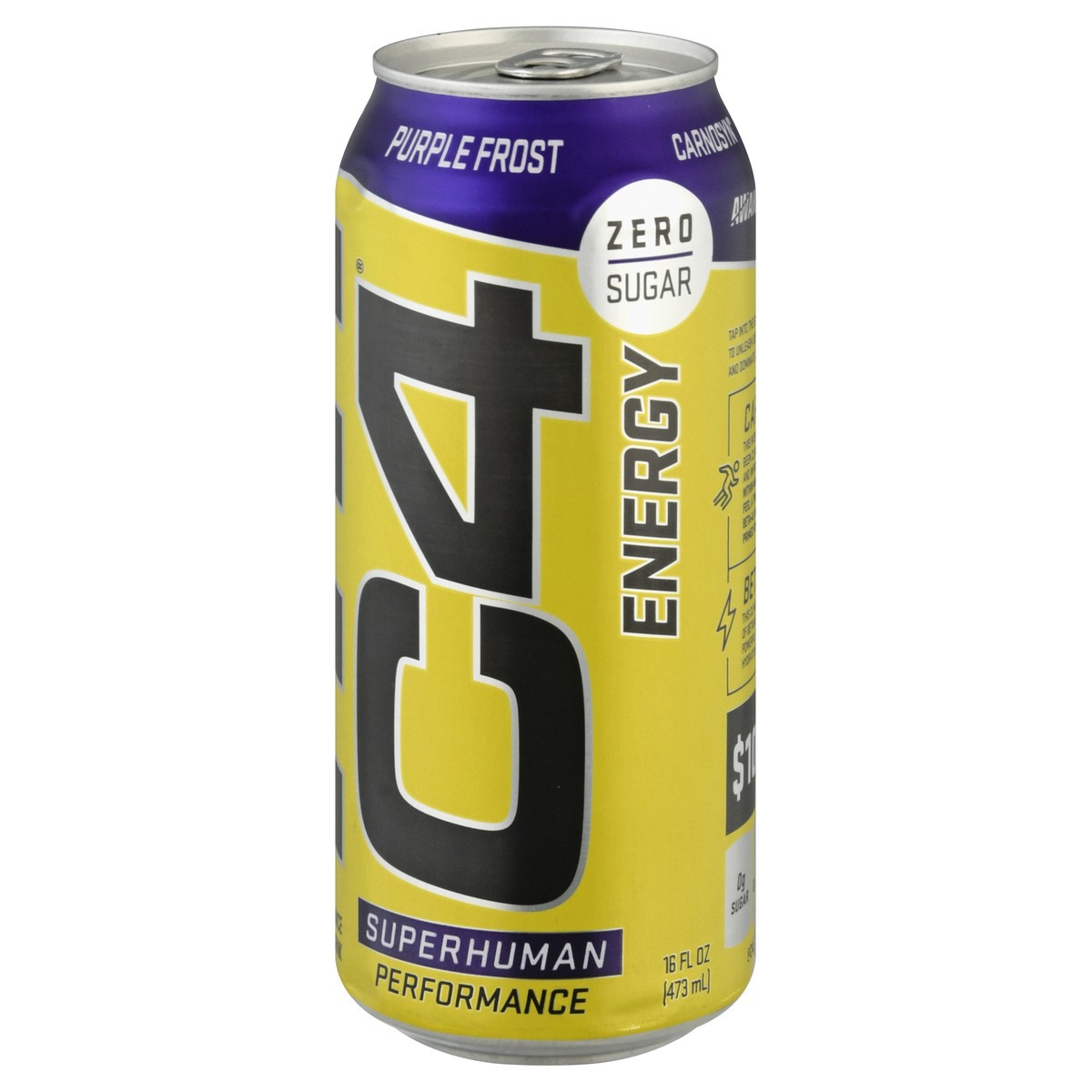 slide 9 of 12, C4 Energy, C4 Energy - Yellow Can, Carbonated, Grape Frost, 16 oz