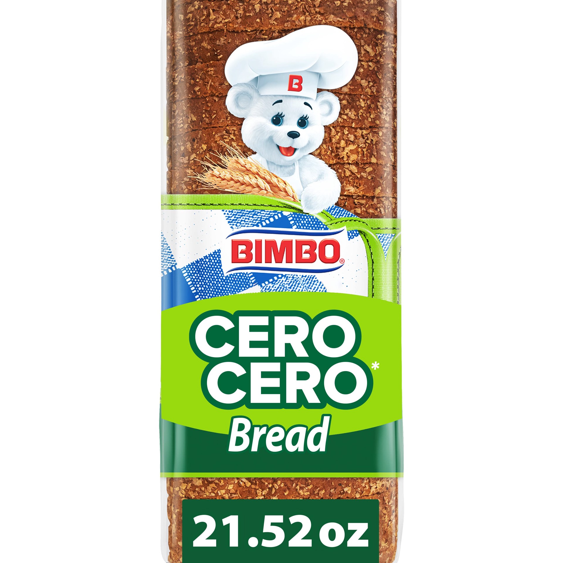 slide 1 of 4, Bimbo Cero Cero Wheat Bran Bread, 21.52 oz, Wheat Bread, Bag, 21.5 oz