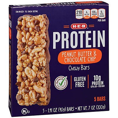 slide 1 of 1, H-E-B Select Ingredients Protein Peanut Butter & Chocolate Chewy Bars, 5 ct