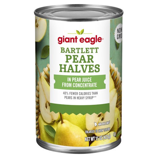 slide 1 of 1, Giant Eagle Pear Halves, Lite, Bartlett, 15 oz