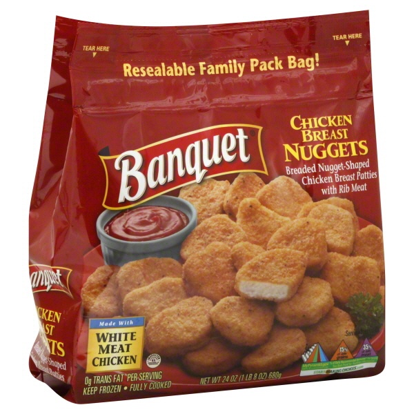 slide 1 of 1, Banquet Chicken Breast Nuggets, 24 oz