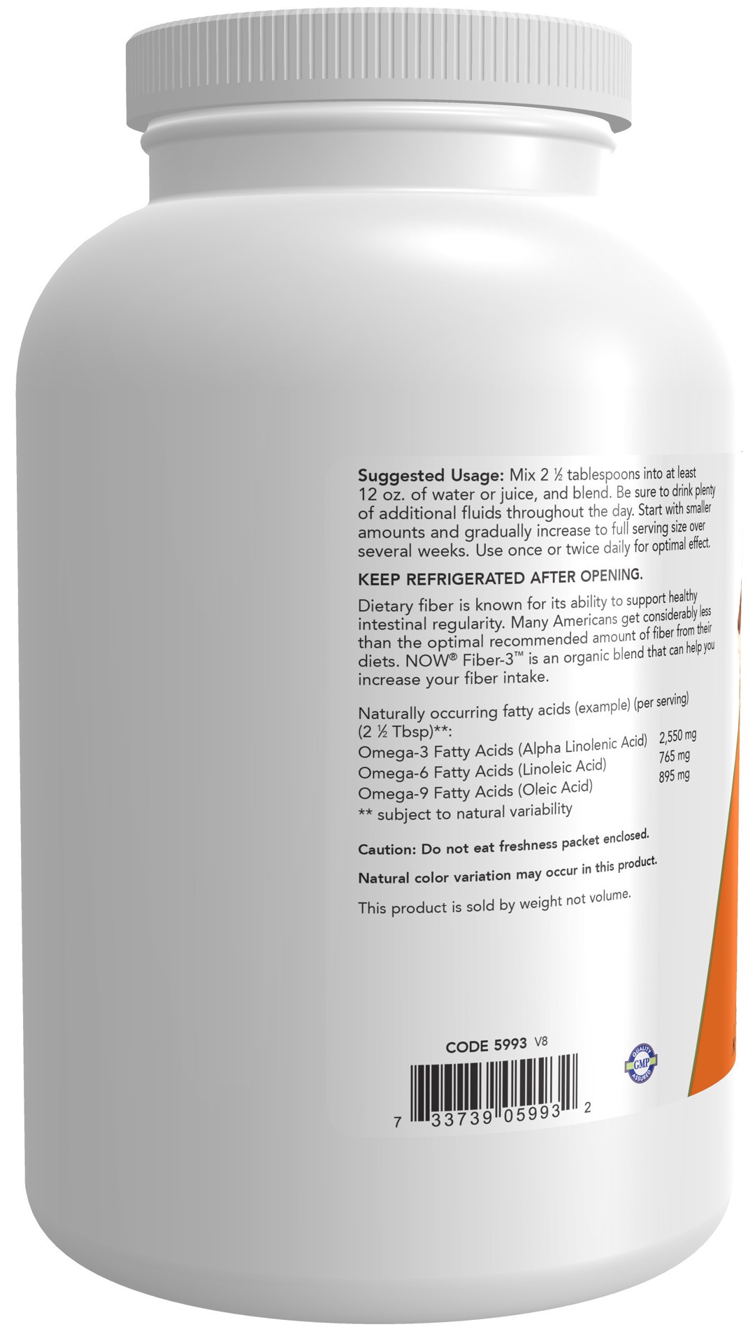 slide 2 of 4, NOW Fiber-3, Organic- 1 lb, 1 lb