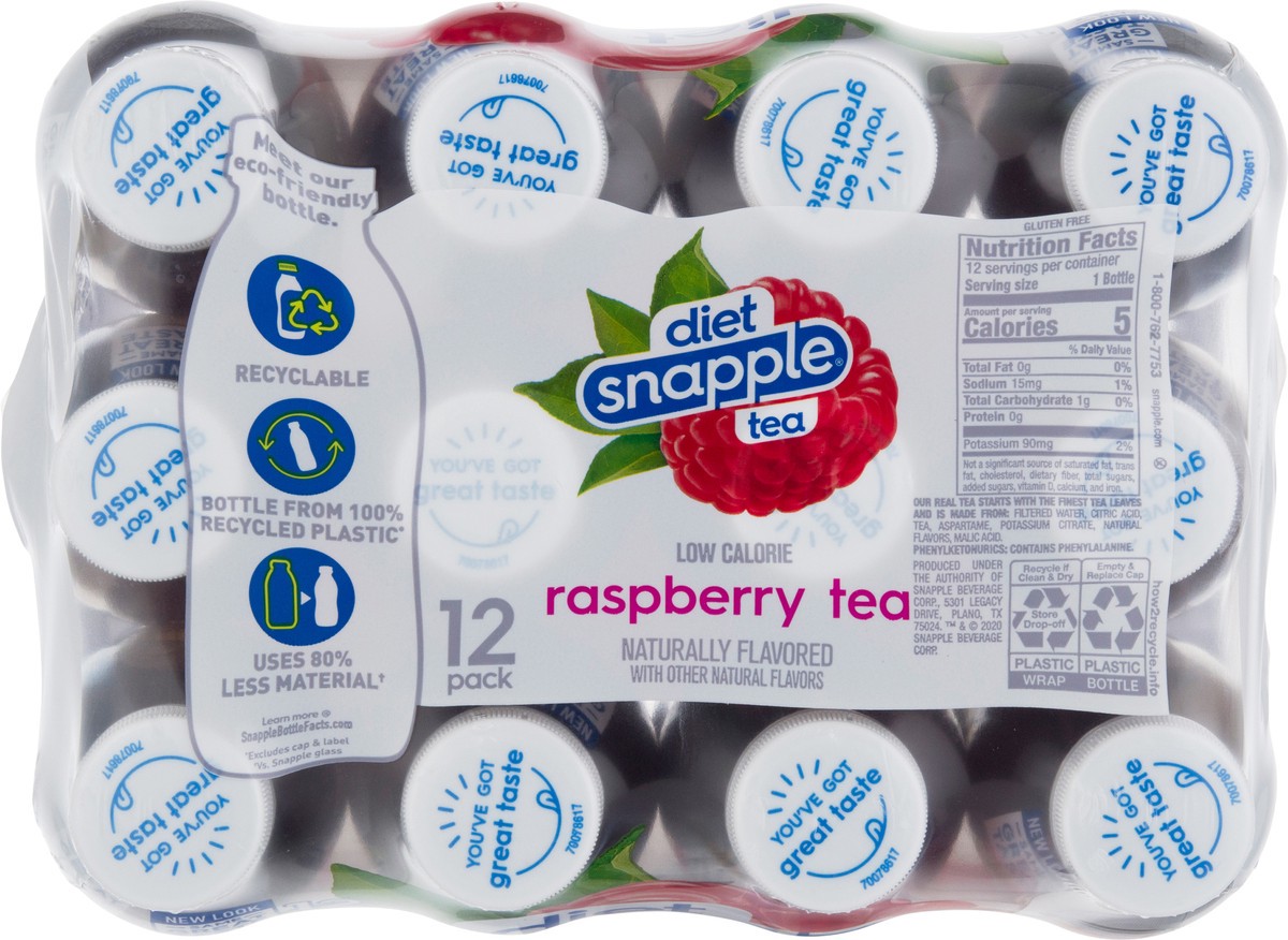 slide 5 of 10, Snapple Zero Sugar Raspberry Tea recycled plastic bottle, 12 ct