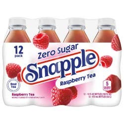 Snapple Zero Sugar Raspberry Tea, 16 fl oz recycled plastic bottle, 12 pack - 12 ct