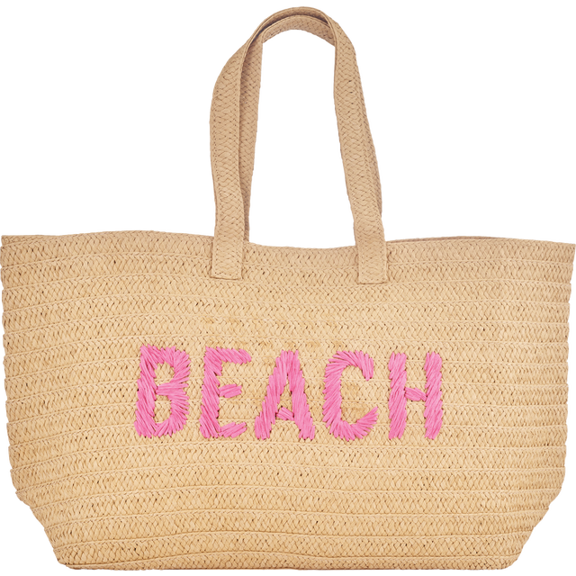 slide 1 of 1, CONCEPT ONE Beach Verbiage Paper Straw Tote, 1 ct
