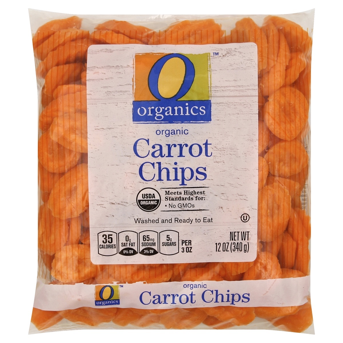 slide 1 of 5, O Organics Organic Carrots Chips, 12 oz