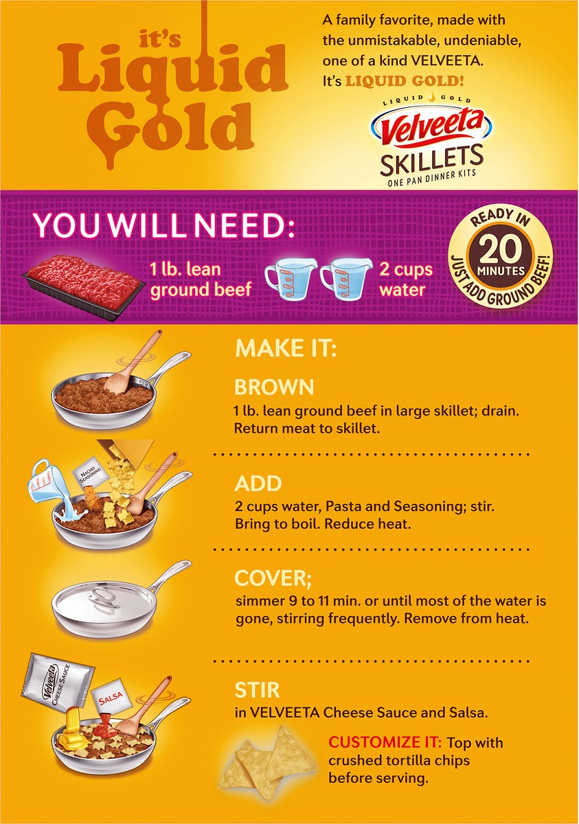 slide 5 of 9, Velveeta Skillets Nacho Supreme One Pan Dinner Kit, 15.66 oz Box, 15.66 oz