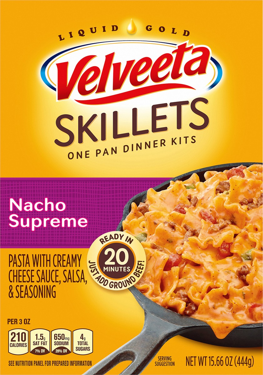 slide 6 of 9, Velveeta Skillets Nacho Supreme One Pan Dinner Kit, 15.66 oz Box, 15.66 oz