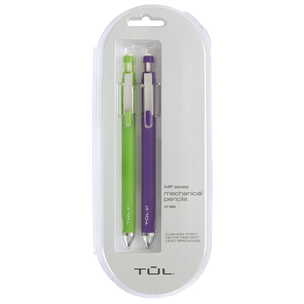 slide 1 of 4, TUL Mechanical Pencils, 0.7 Mm, Lime/Purple Barrels, Pack Of 2 Pencils, 2 ct