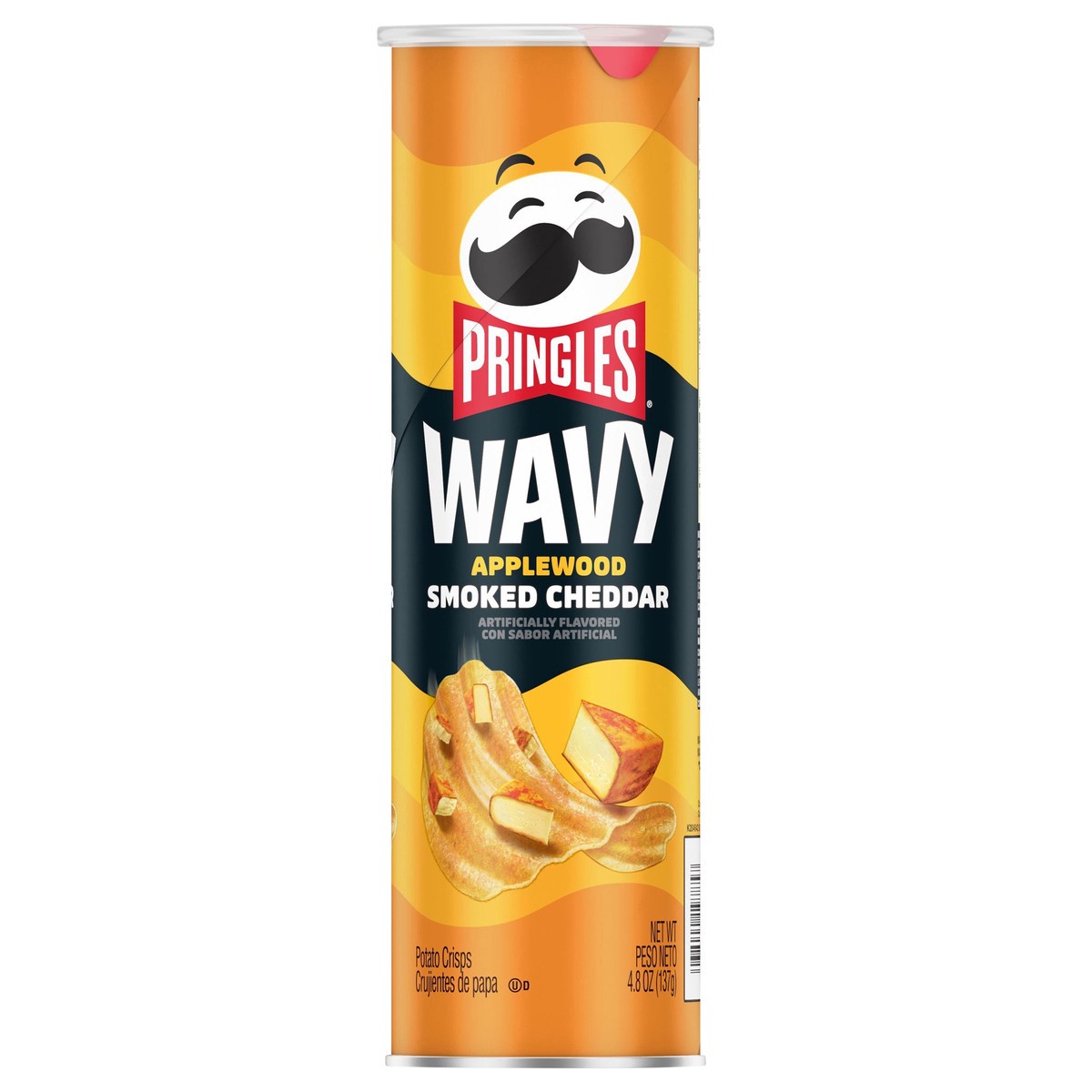 slide 8 of 9, Pringles Wavy Pringles Potato Crisps Chips, Applewood Smoked Cheddar, 4.8 oz, 4.8 oz