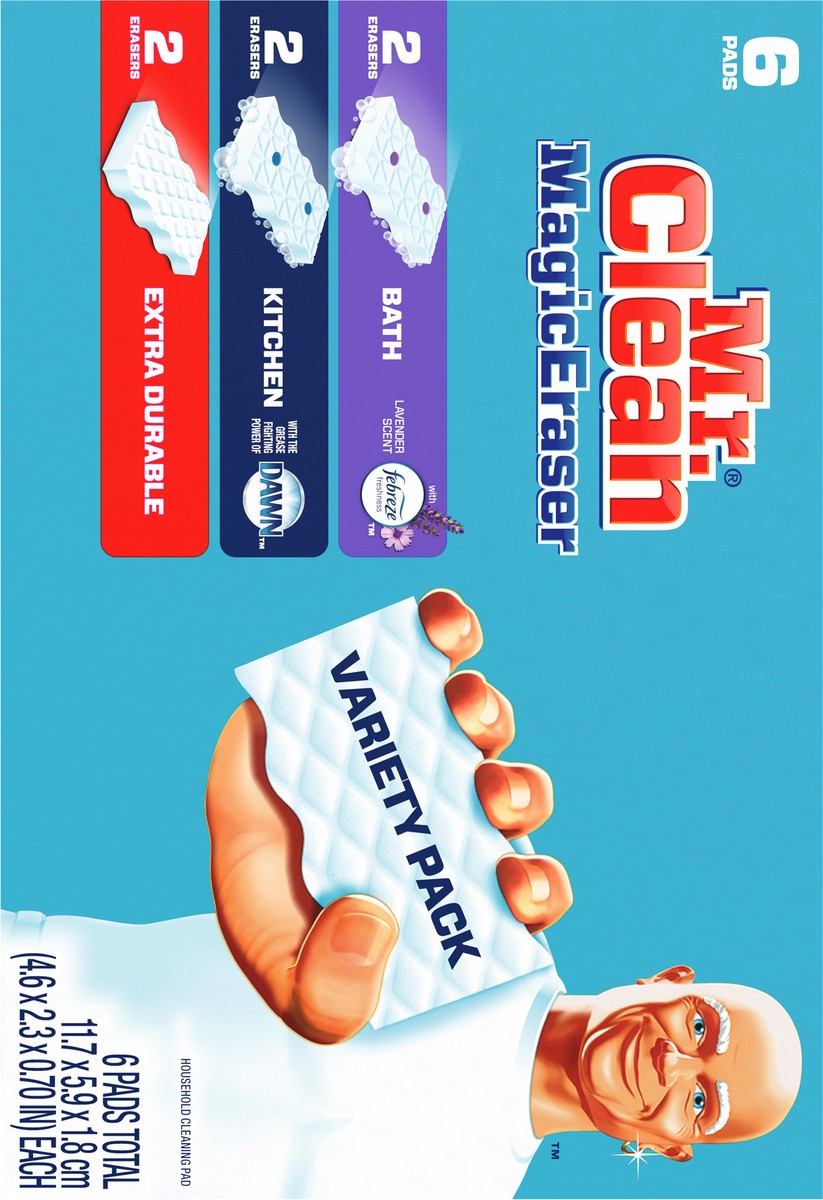 slide 11 of 11, Mr. Clean Magic Eraser Variety Pack Assortment Cleaning Pads, 6 count, 6 ct