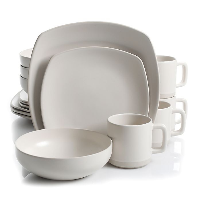 slide 1 of 1, Artisanal Kitchen Supply Edge Square Dinnerware Set - Linen, 16 ct