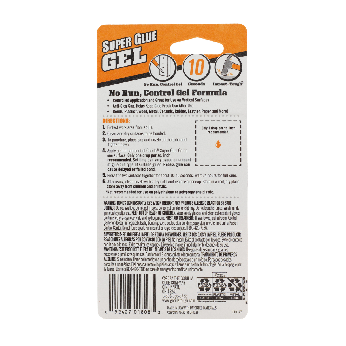 slide 11 of 13, Gorilla Super Glue Gel Clear 3g Tube, 3 gram