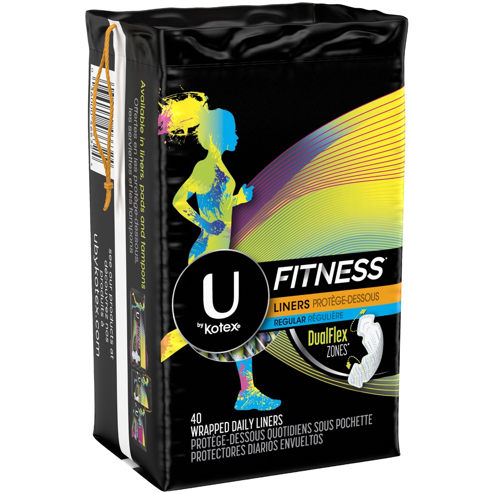 slide 2 of 3, U By Kotex Fitness Panty Liners, 40 ct