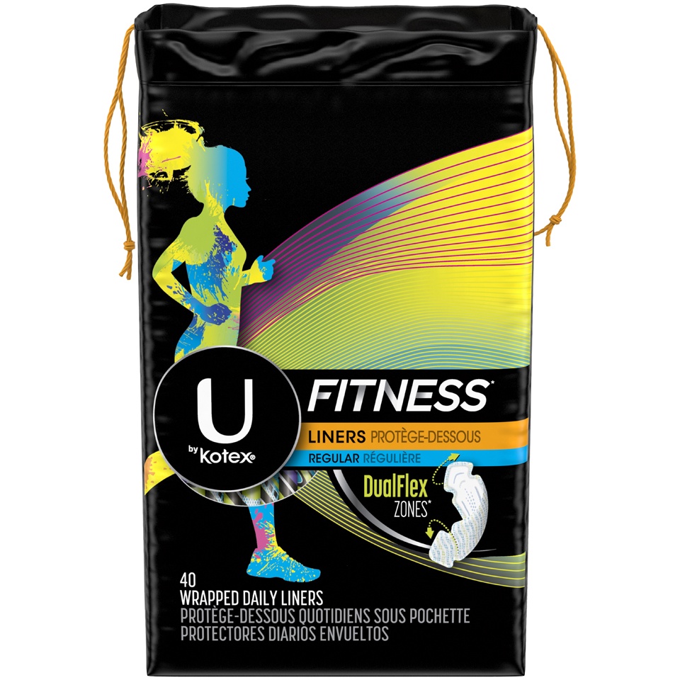 slide 1 of 3, U By Kotex Fitness Panty Liners, 40 ct