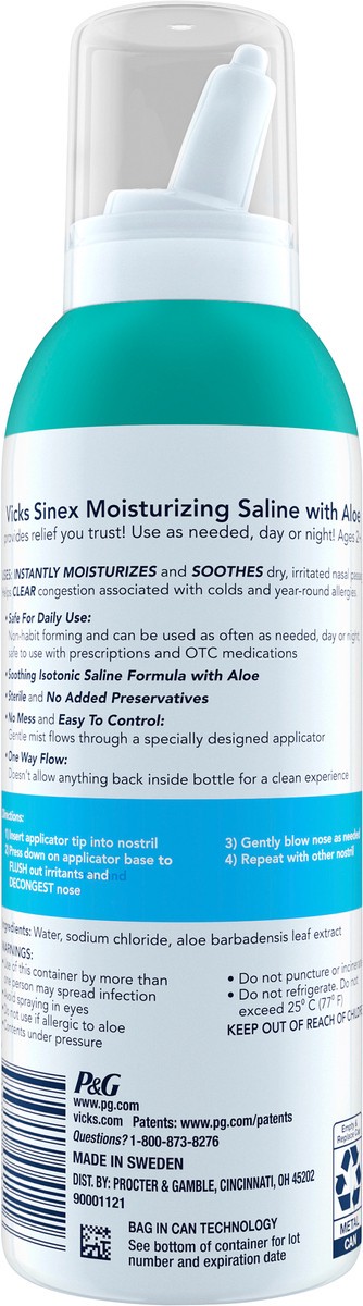 slide 3 of 5, Vicks Sinex Pure Saline Spray Aloe, 5 oz