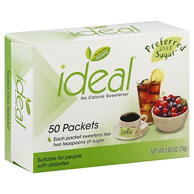 slide 1 of 1, Ideal No Calorie Sweetener Packets, 50 ct