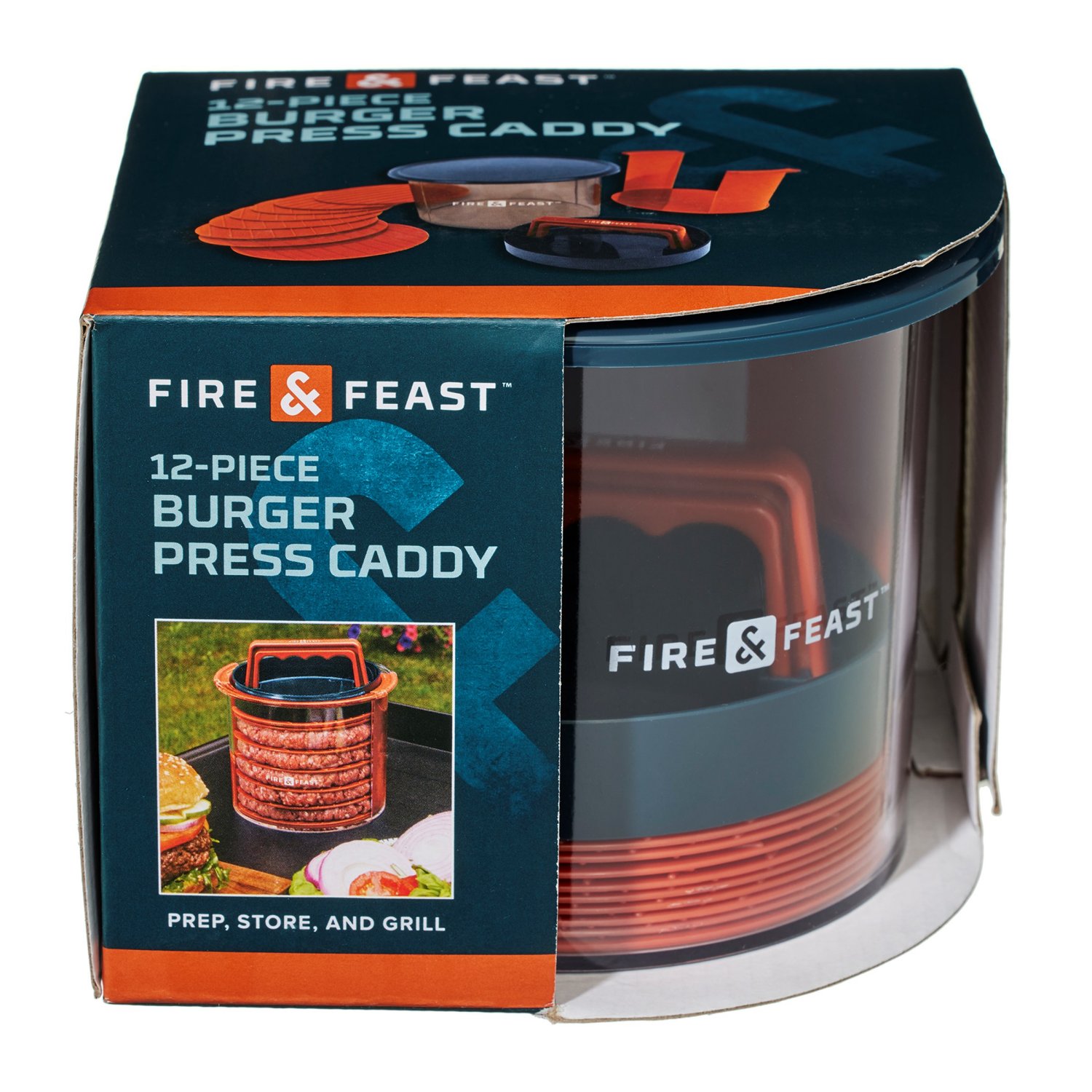 slide 1 of 4, Fire & Feast Burger Press Caddy 5.9", 6 in