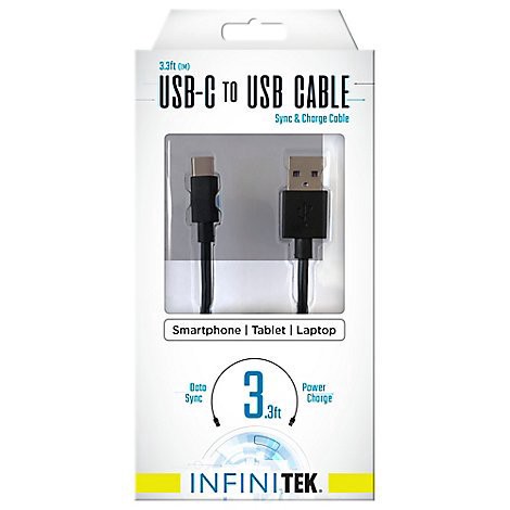 slide 1 of 1, Mobi 3.3' Usb-C To Usb-A Cable Black, 1 ct