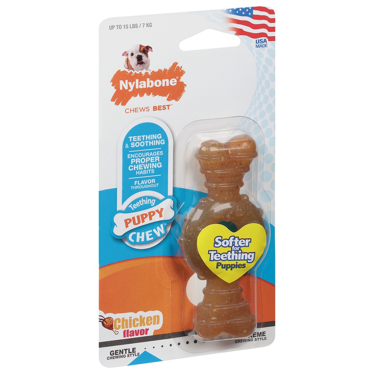 slide 2 of 9, Nylabone Puppy Chew Chicken Flavored Dog Chew, 1 ct