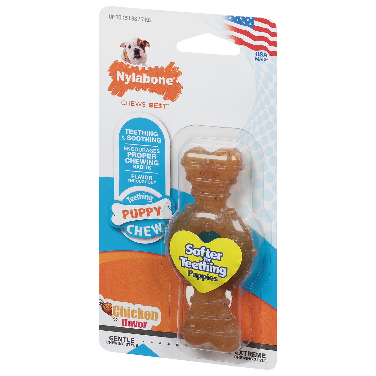 slide 7 of 9, Nylabone Puppy Chew Chicken Flavored Dog Chew, 1 ct