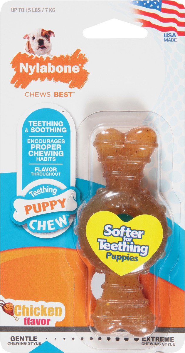 slide 5 of 9, Nylabone Puppy Chew Chicken Flavored Dog Chew, 1 ct