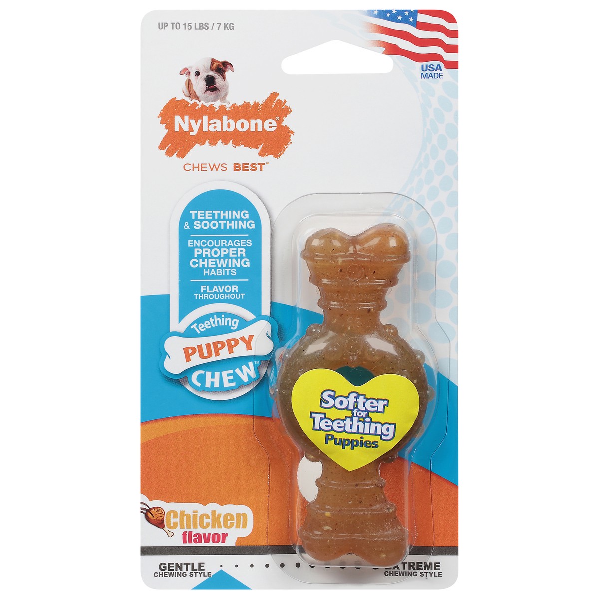 slide 1 of 9, Nylabone Puppy Chew Chicken Flavored Dog Chew, 1 ct