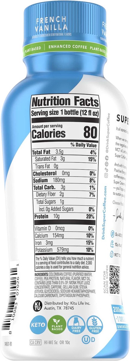slide 2 of 6, Super Coffee Kitu French Vanilla Super Coffee- 12 fl oz, 12 fl oz