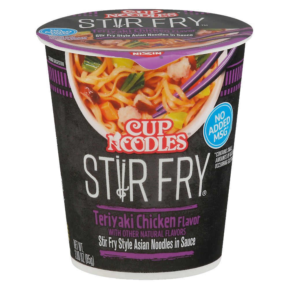 slide 2 of 3, Nissin Cup Noodles Stir Fry Style Teriyaki Chicken Flavor Asian Noodles in Sauce 3.00 oz, 3 oz