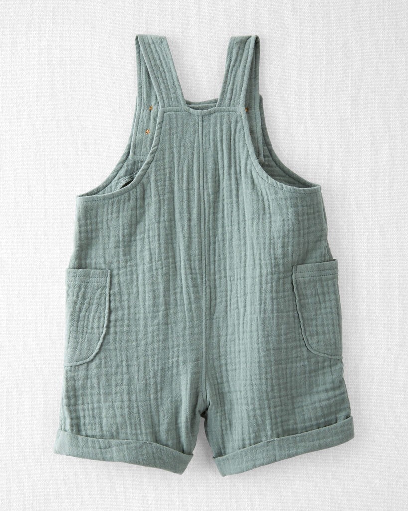 slide 5 of 5, Littleplanet Baby Organic Cotton Gauze Shortalls in Green Spring Moss NB, 1 ct