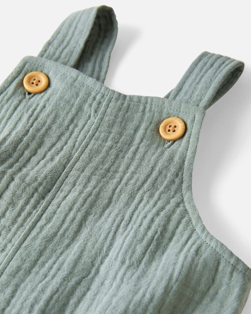 slide 2 of 5, Littleplanet Baby Organic Cotton Gauze Shortalls in Green Spring Moss NB, 1 ct