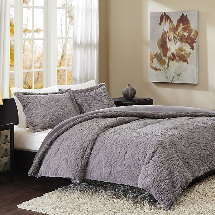 slide 1 of 3, Madison Park Norfolk Twin/Twin XL Comforter Set - Grey, 1 ct