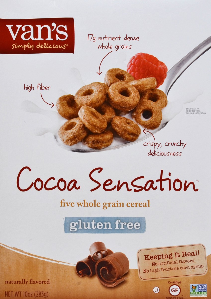 slide 4 of 4, Van's Simply Delicious Cocoa Sensation Five Whole Grain Cereal, 10 oz