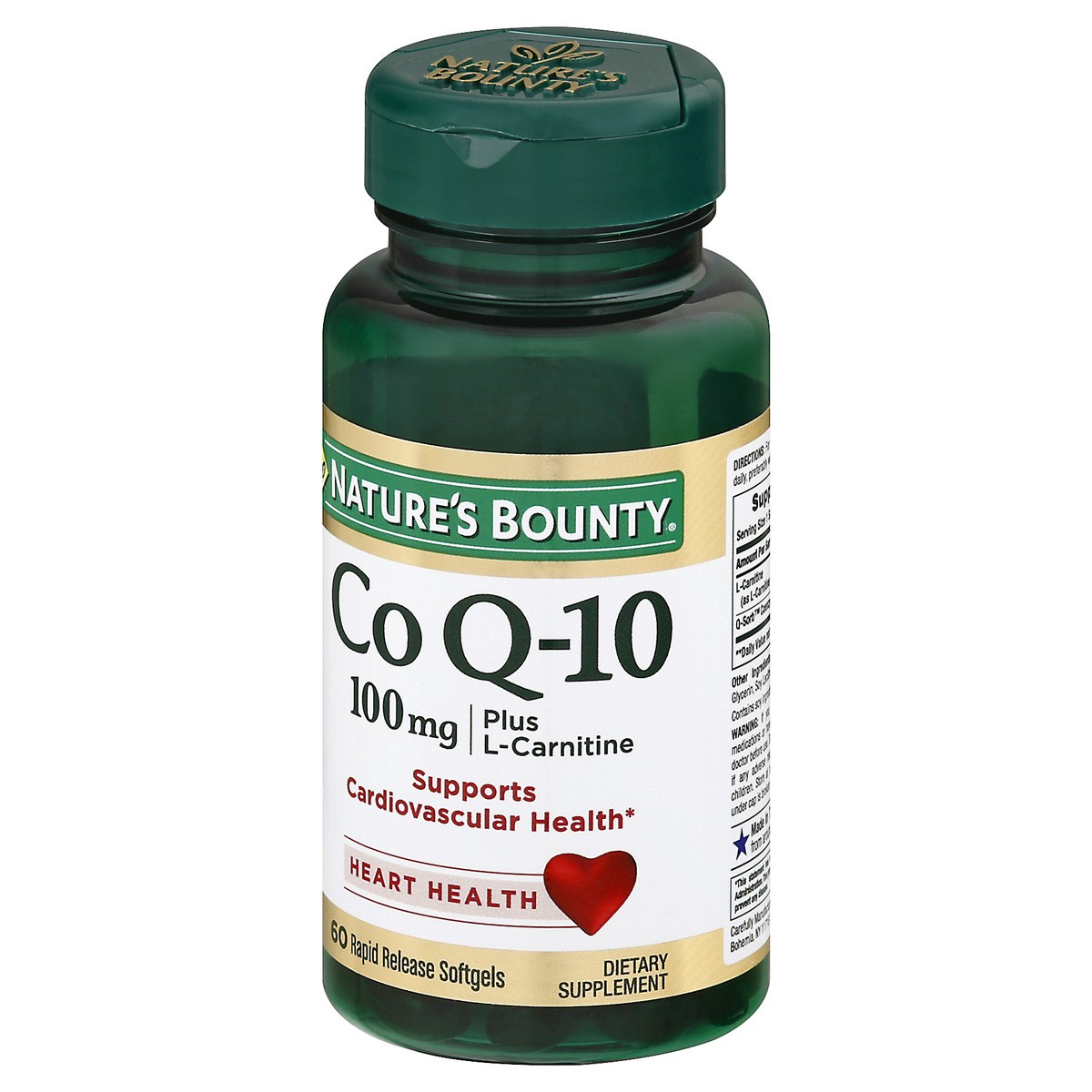 slide 3 of 9, NATURES BOUNTY Coq10 100Mg+ L-Carnitine Rapidrls Softgels, 100 mg
