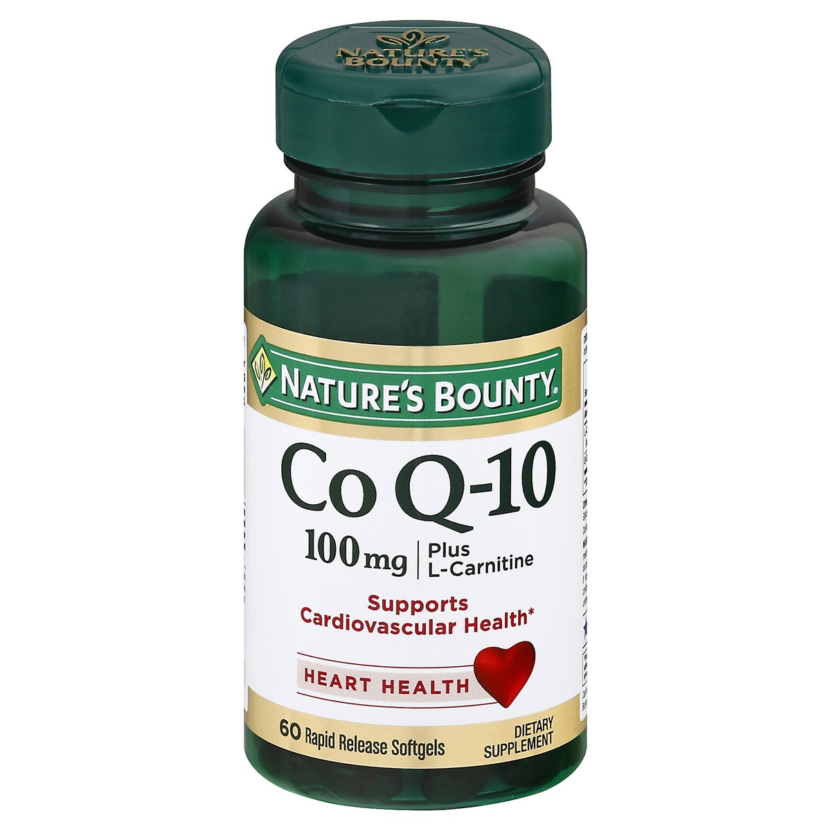 slide 1 of 9, NATURES BOUNTY Coq10 100Mg+ L-Carnitine Rapidrls Softgels, 100 mg