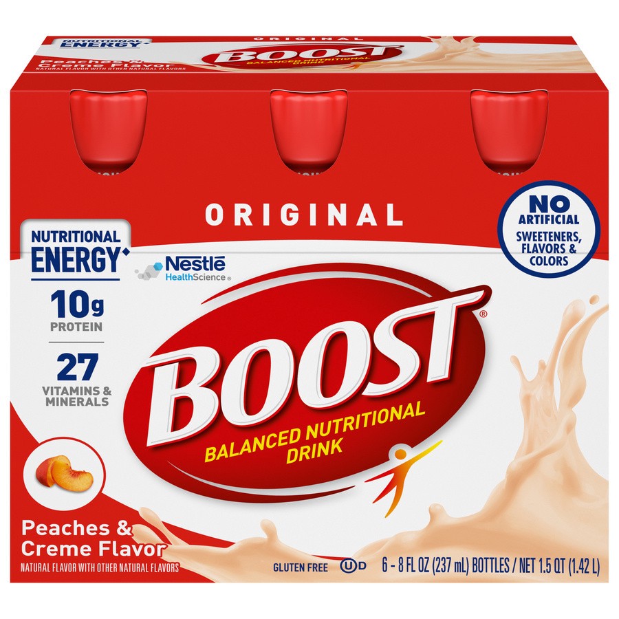 slide 1 of 1, Boost Original Complete Nutritional Drink Peaches & Creme, 6 ct; 8 oz