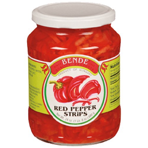 slide 1 of 1, Bende Hungarian Peppers In Jar - Strips Red, 24 oz