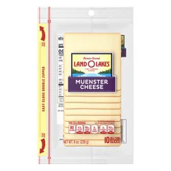 Land O'Lakes Muenster Cheese, Packaged Sliced Cheese, 8 oz, 10 slices