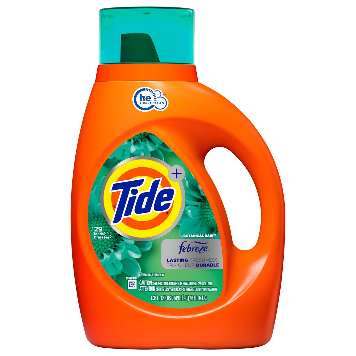 slide 1 of 3, Tide Plus Febreze Freshness Botanical Rain HE Turbo Clean Liquid Laundry Detergent, 46 fl oz, 29 loads, 46 fl oz