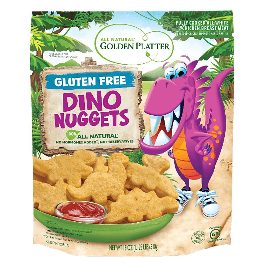 slide 1 of 1, Golden Platter Gluten Free Dino Chicken Nuggets, 18 oz