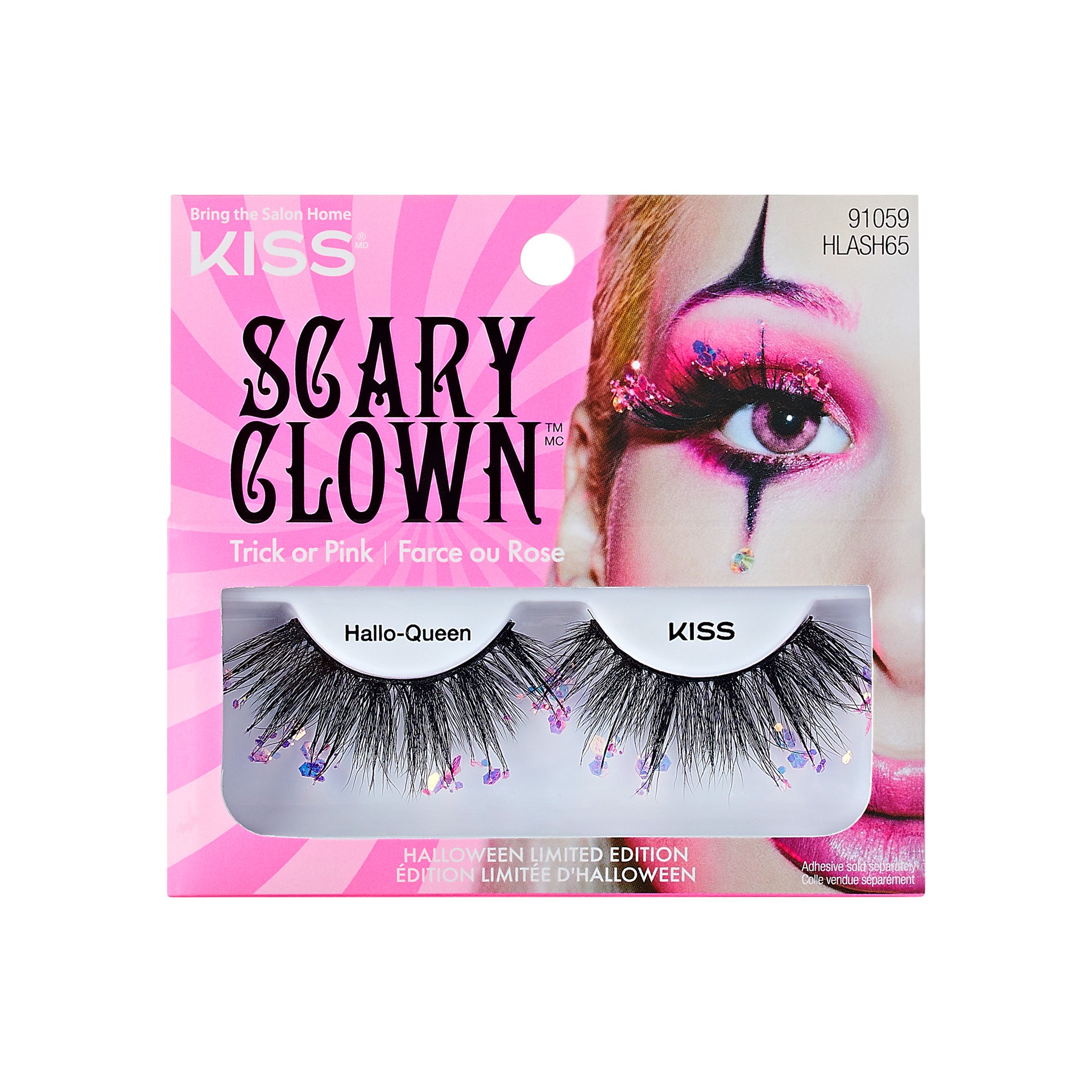 slide 1 of 5, KISS Halloween Limited Edition Scary Clown False Eyelashes, 1 Pair - Hallo-Queen, 1 ct