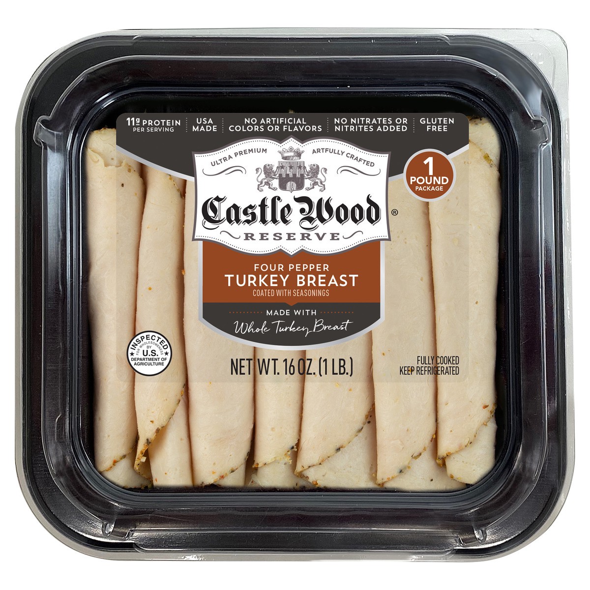 slide 1 of 8, Castle Wood Reserve Four Pepper Turkey Breast, 16 oz