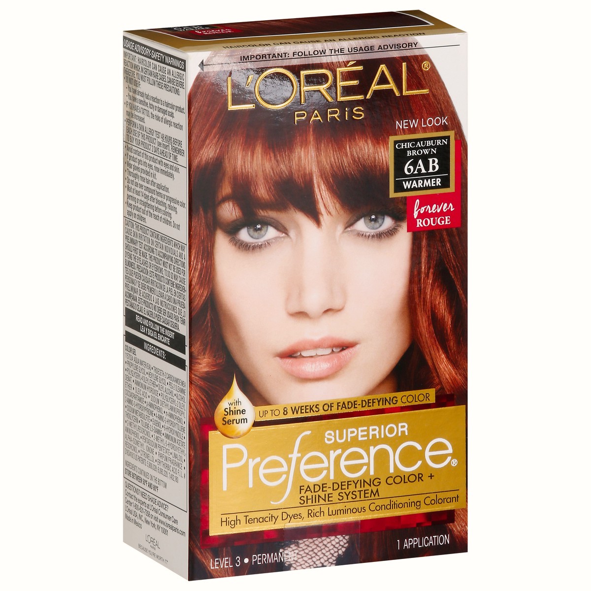 slide 3 of 9, L'Oréal Fade-Defying Color + Shine System 6ab Chic Auburn Brown, 1 ct