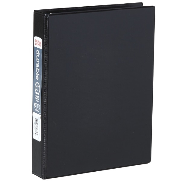 slide 1 of 5, Office Depot Brand Durable Reference Binder, Memo Size, 1'' Rings, 53% Recycled, Black, 1 ct