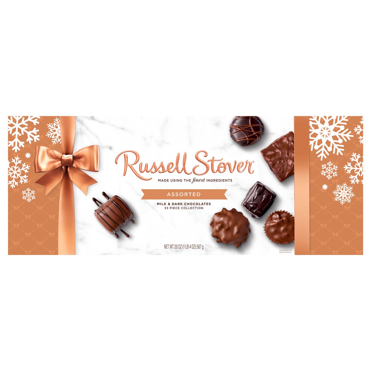 slide 1 of 3, RUSSELL STOVER Christmas Assorted Milk & Dark Chocolate WOW Gift Box, 20 oz. (33 pieces), 33 ct