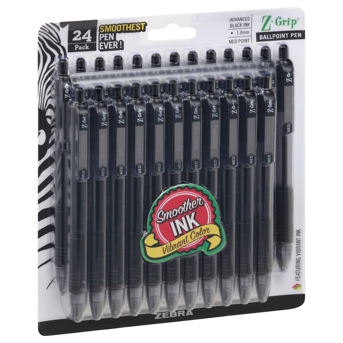 slide 8 of 10, Zebra Z Grip 24 Pack Med Point Advanced Black Ink Pens 24 ea, 24 ct
